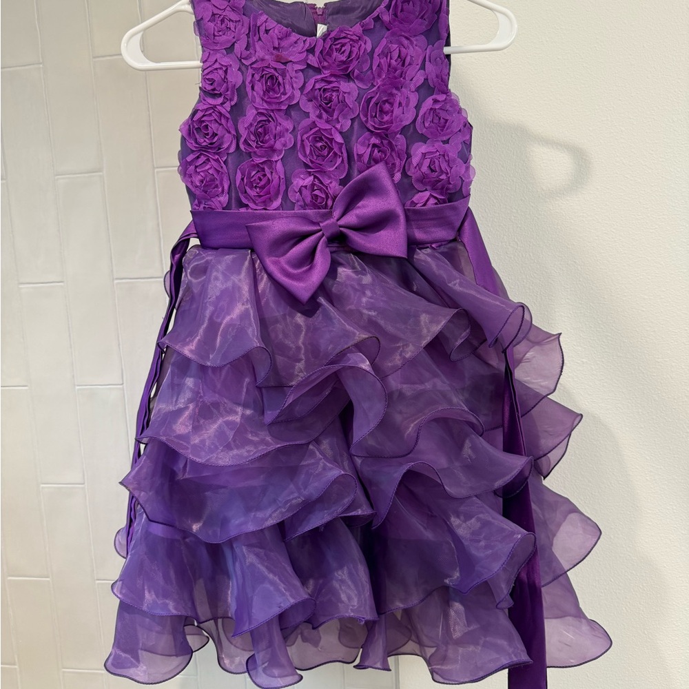 Source Unknown Elegant Purple Rosette Dress